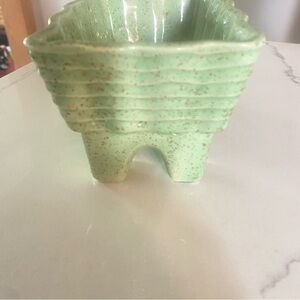 Vintage Footed Cookson speckled MintGreen Planter